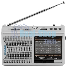 Радиоприемник портативный Hyundai H-PSR160 серебристый USB microSD