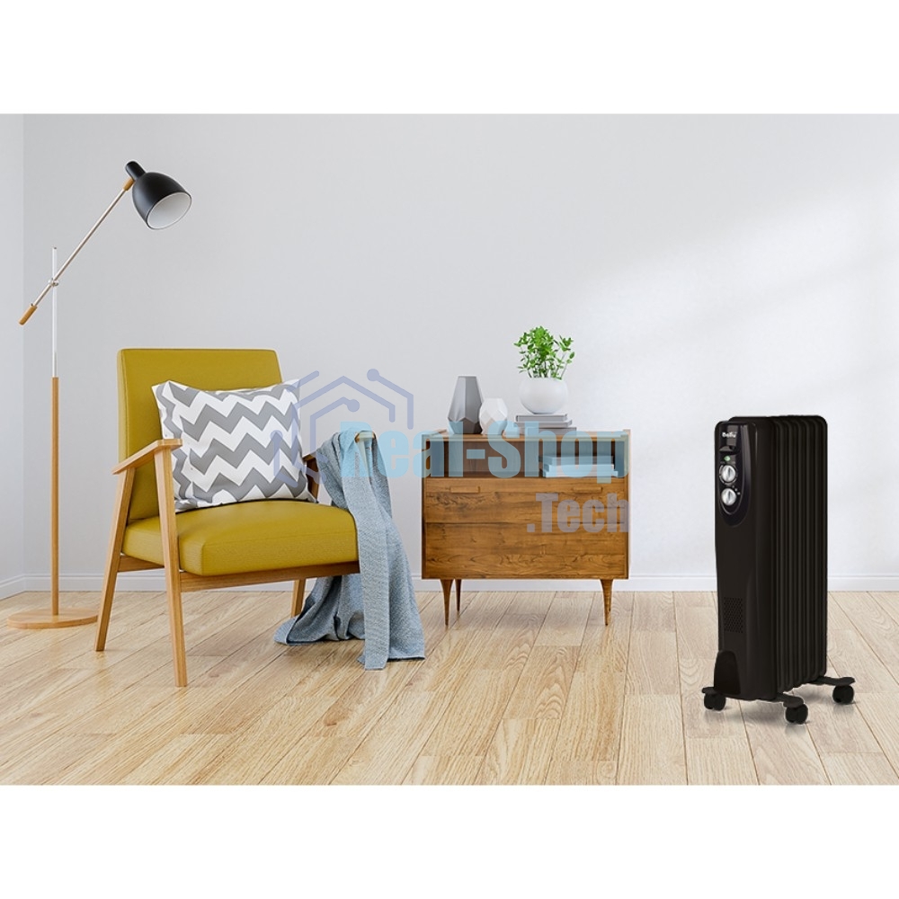 Обогреватель масляный Ballu Classic Black BOH/CL-07BRN (7 секций) (7 секций), черный, 1500 Вт, 20 м2, термостат
