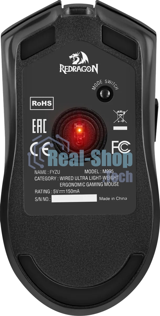 Мышь проводная игровая REDRAGON FYZU черная (USB, Pixart P3395, Huano, 6 кн., 26000 Dpi, RGb подсветка)