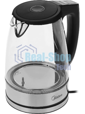 Чайник электрический Midea MK-8019, мощность 2200 Вт, объем 1.7 л, цифровой дисплей, регулировка температуры нагрева, 6 режимов нагрева, поддержание температуры, подсветка