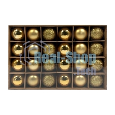 Набор елочных шаров Winter Glade пластик, 6 см, 24 шт, золотой микс, 6024G001
