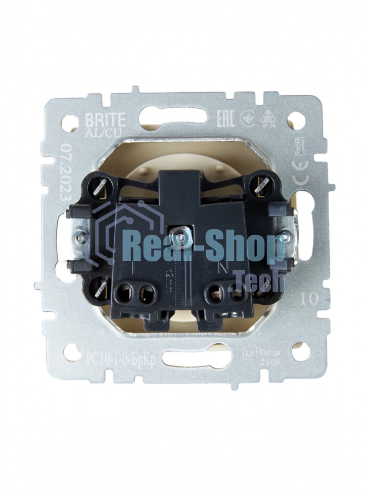 Розетка 1-местная IEK BRITE РС10-1-0-БрКр (BR-R10-10-K10) 10А, без заземления, без защитных шторок, бежевый