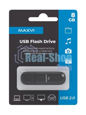 Флешка USB Maxvi P1 (FD8GBUSB20C10P1 black), 8Gb, USB 2.0, R/W 12/5, черный