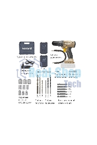 Дрель-шуруповерт аккумуляторная Nocord NCD-20.2.15.C, аккумуляторная, 20В, 2х1.5 А·ч Li-Ion, в кейсе + 24 предмета оснастки