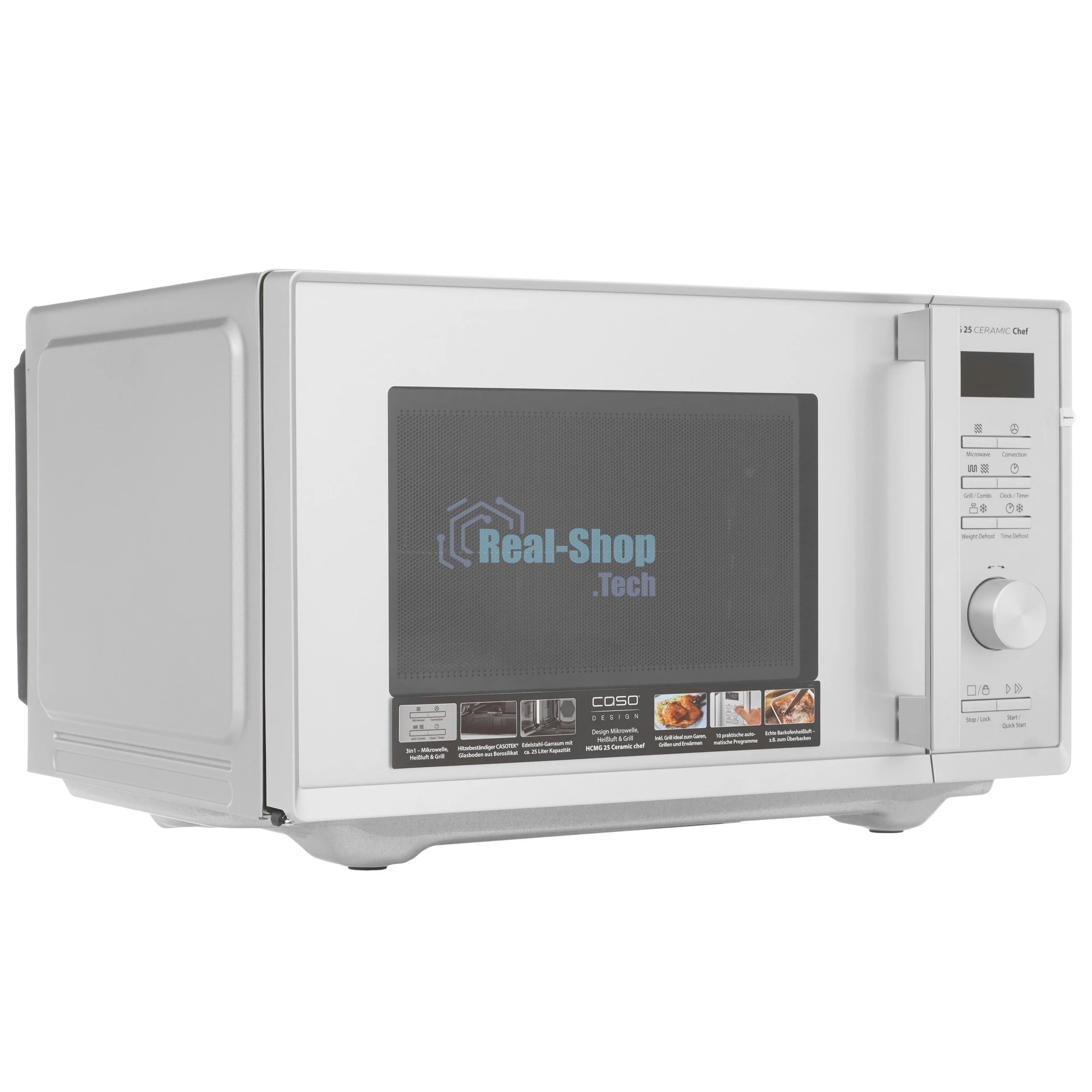 Микроволновая печь CASO HCMG 25 Ceramic Chef серый/черный, 25 л, 900 Вт, переключатели - кнопки