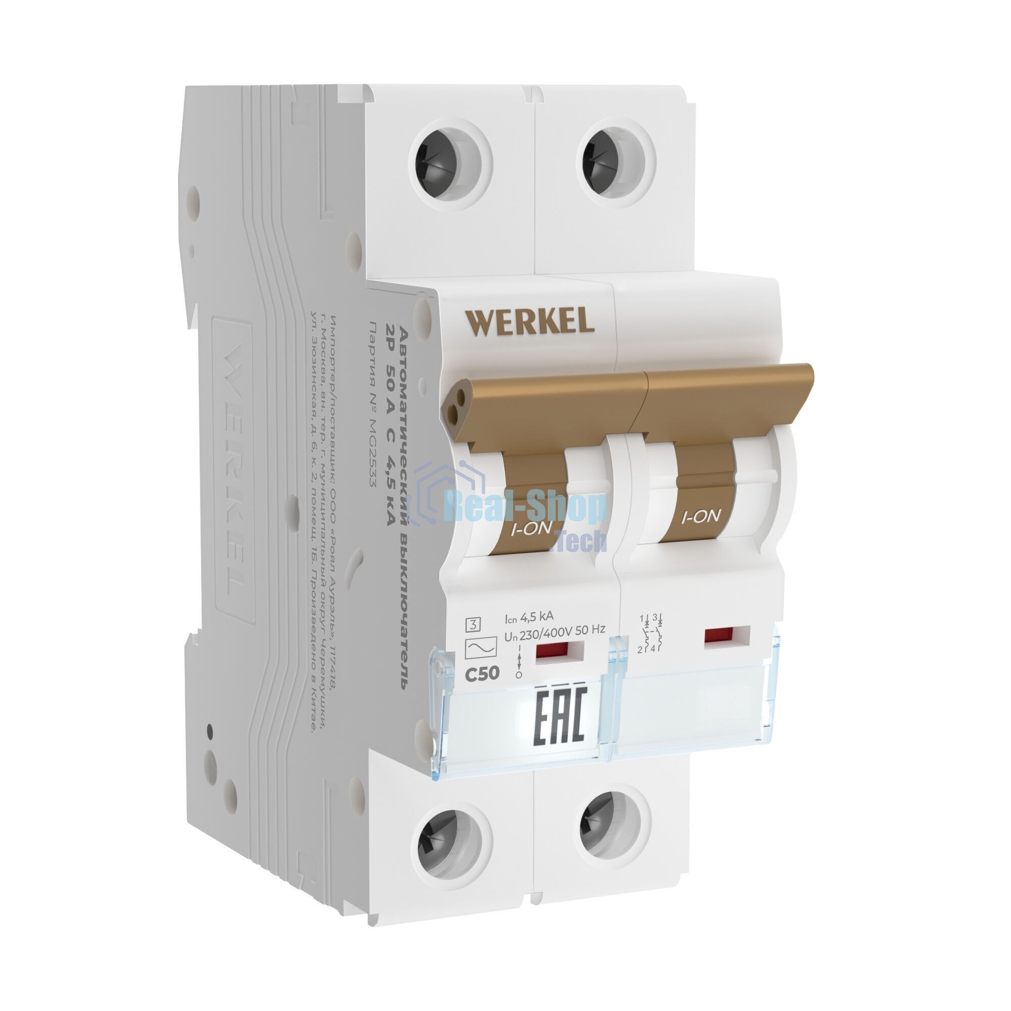 Автоматический выключатель Werkel 2P  50 A  C  4,5 кА W902P504
