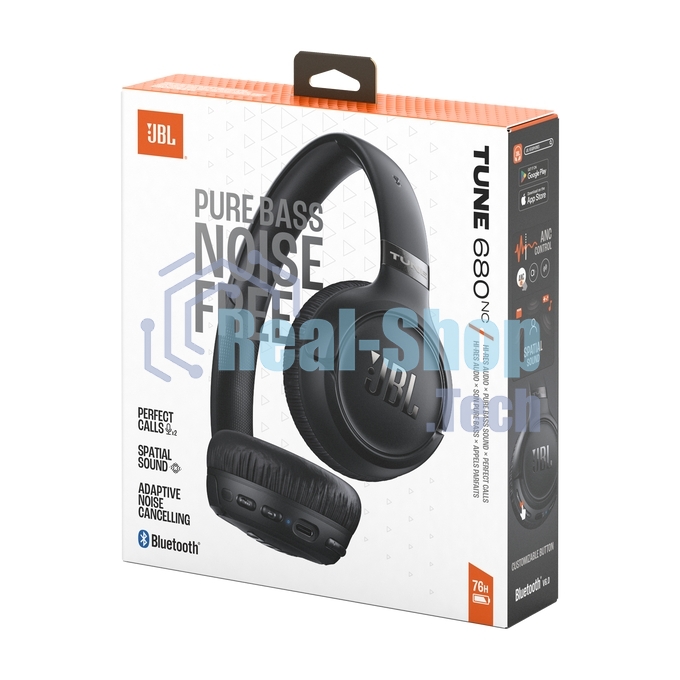 Беспроводные/проводные наушники JBL Tune 680NC черный, накладные, Bluetooth + проводной, адаптивное шумоподавление