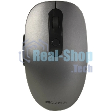 Мышь беспроводная Canyon MW-9 серый, 1600 dpi, радиоканал, Bluetooth, USB, кнопки - 6