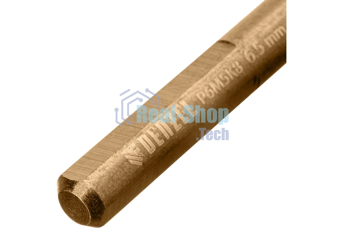 Набор сверл по металлу Denzel 1,5-6,5мм, Р6М5К8-TiN, Golden Tip, 13 шт 723006