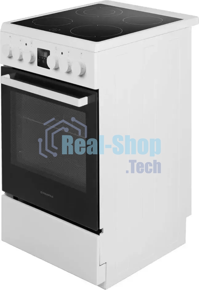 Плита электрическая Maunfeld MEC57CW08TD белый, конфорок 4 шт, духовка 59 л, 50 см x 85 см x 60 см