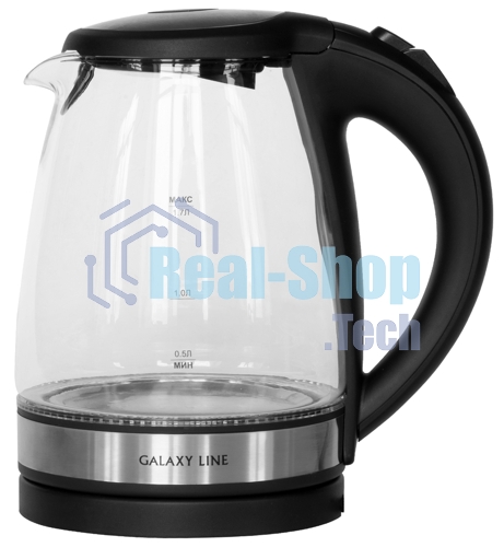 Чайник электрический Galaxy Line GL 0560, черный, стекло, 2200 Вт, 1,7 л, LED-подсветка