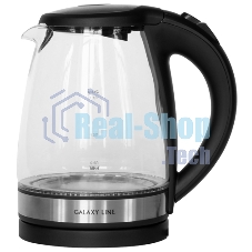 Чайник электрический Galaxy Line GL 0560, черный, стекло, 2200 Вт, 1,7 л, LED-подсветка