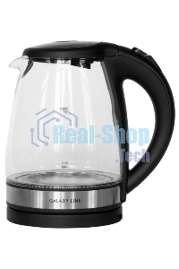 Чайник электрический Galaxy Line GL 0560, черный, стекло, 2200 Вт, 1,7 л, LED-подсветка