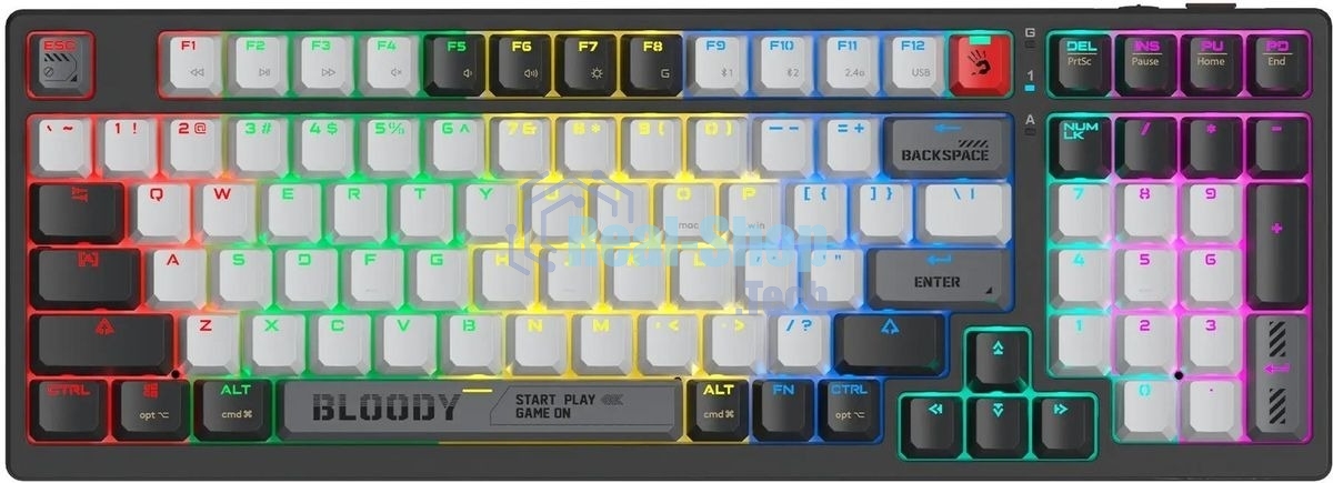 Клавиатура беспроводная механическая A4Tech Bloody WS98 USB черный/серый (WS98)