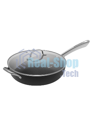 Глубокая сковорода Maunfeld HOWARD MDP30LCL15 из облегченного чугуна со стеклянной крышкой, 30 см