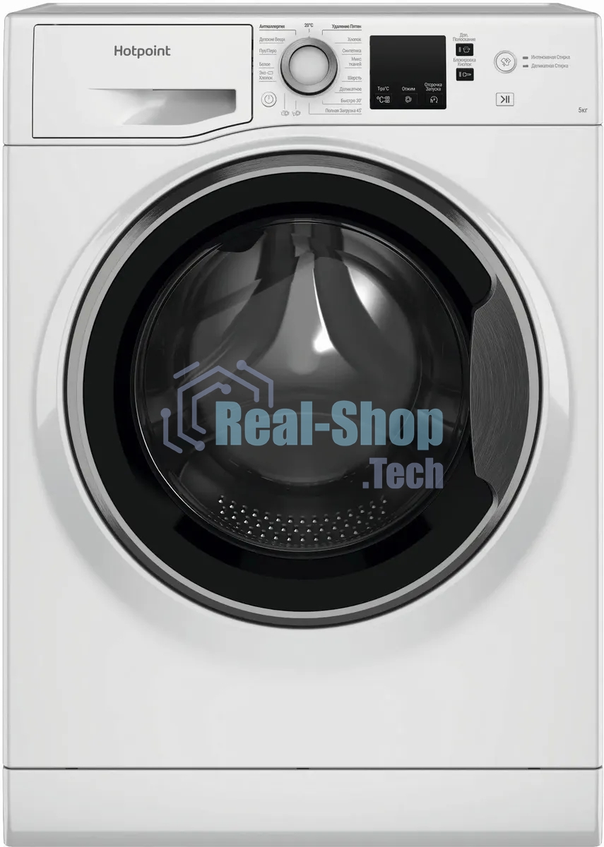 Стиральная машина Hotpoint NUS 5015 S RU белый, загр.фронтальная, макс.: 5 кг, 1000 об/мин, класс: А