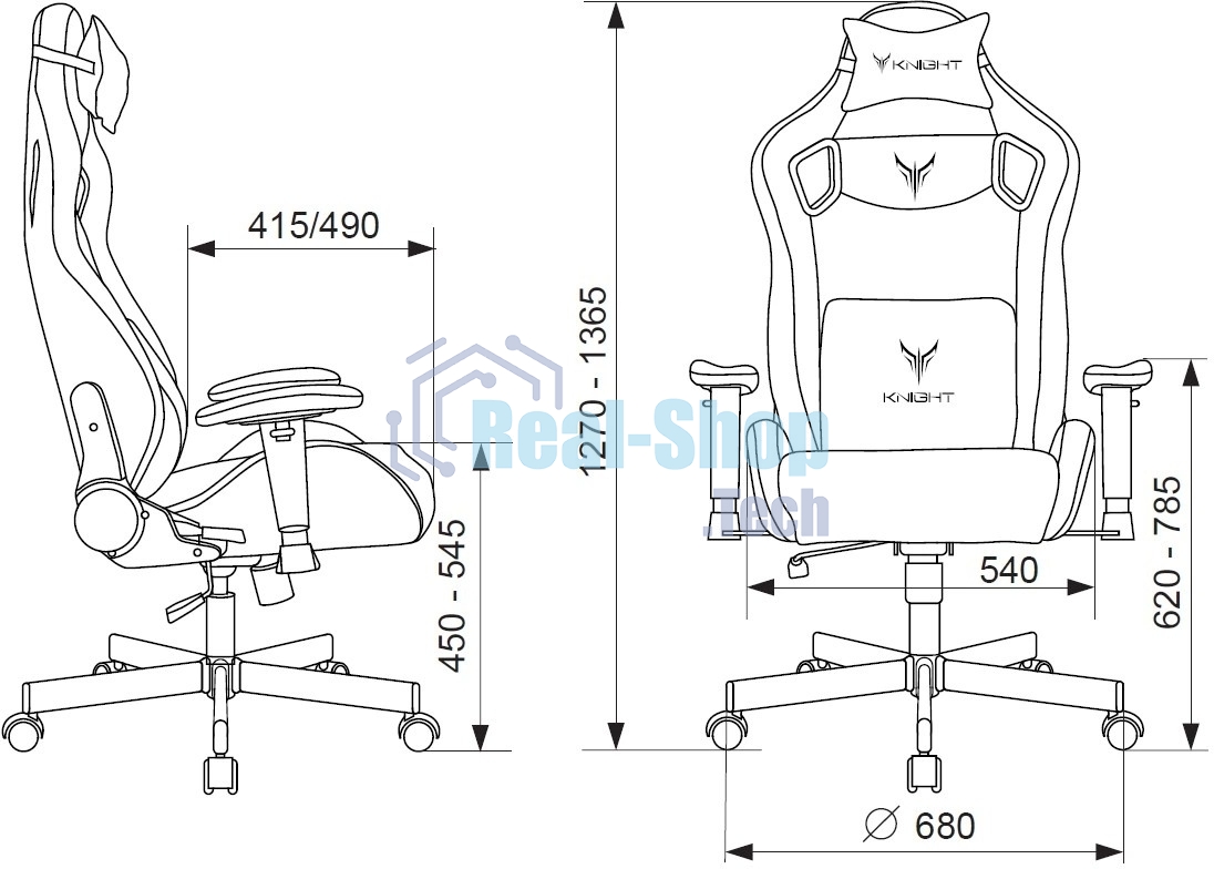 Кресло игровое Knight Outrider серый Light-19 крестов. металл