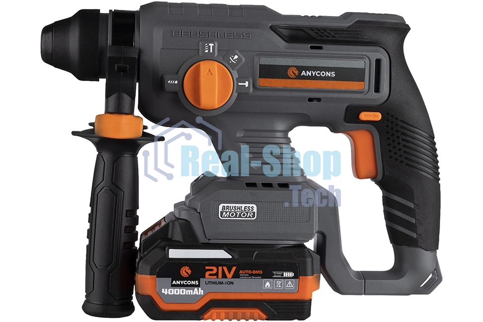Бесщеточный перфоратор Anycons AC-H408 SDS+, 2 Дж, 21В, 2 акб, AC-H4082