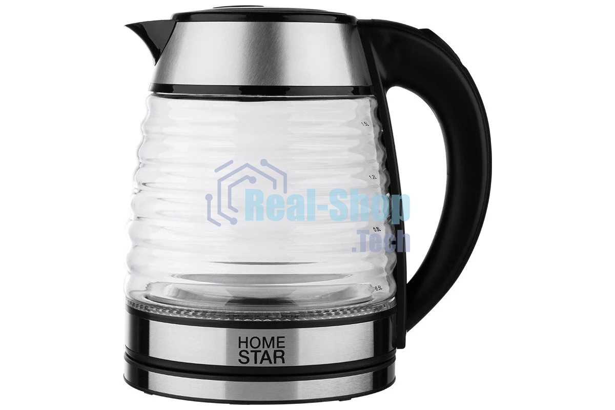 Чайник электрический Homestar HS-1046 1,5 л, стекло/пластик, черный