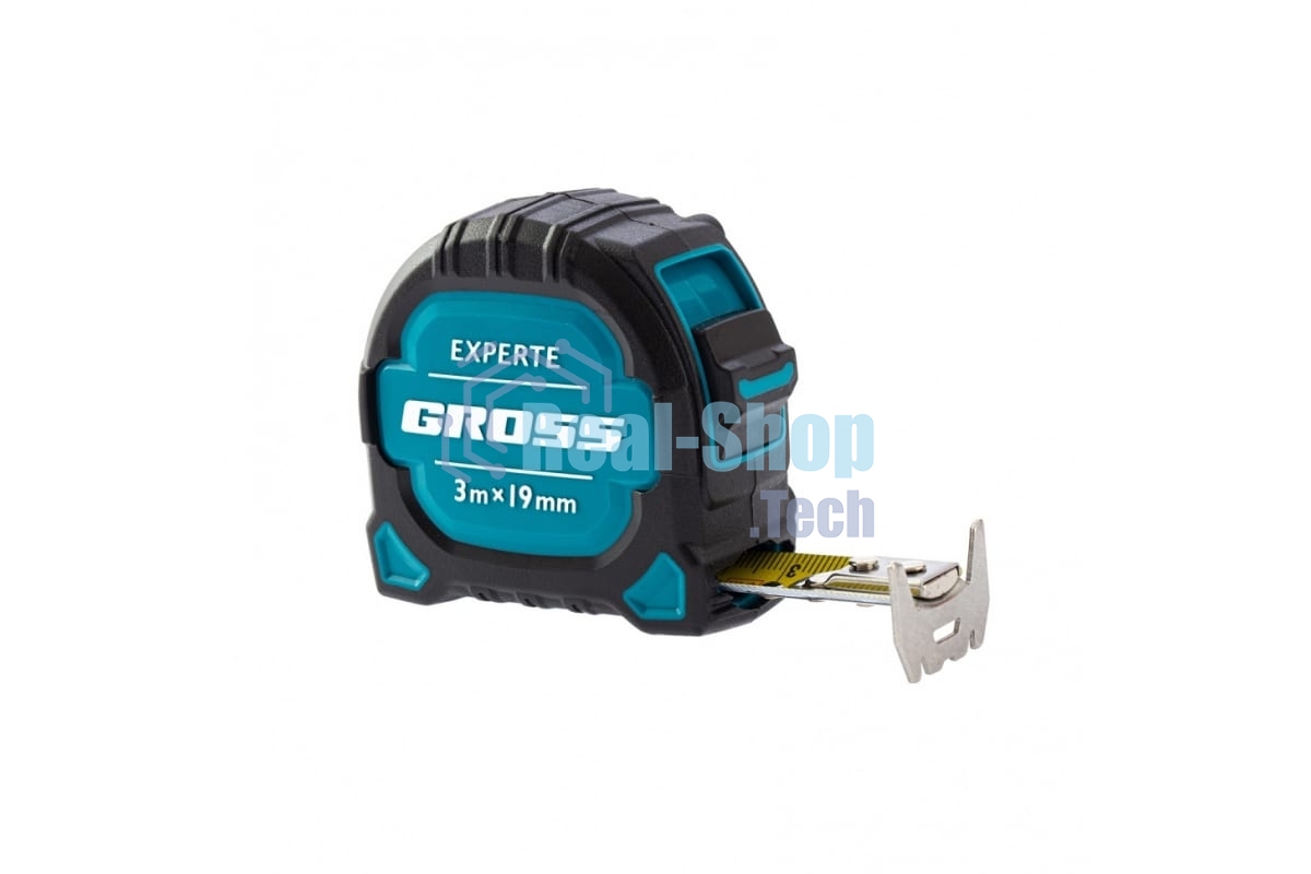 Рулетка Gross Experte, 3 м x 19 мм, двухкомпон. корпус, магнит, двухстор. разметка, нейлон