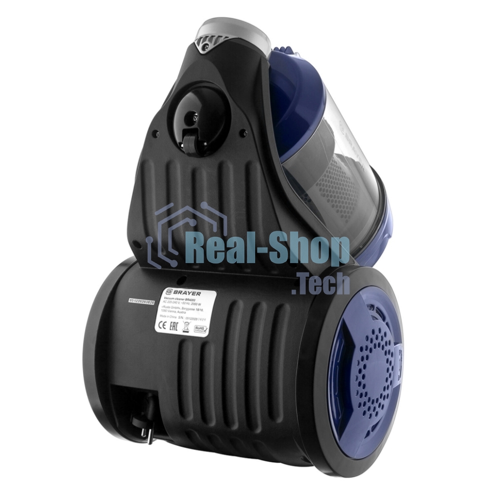 Пылесос BRAYER BR4203 черный/синий, 380/2000 Вт, уборка сухая, пылесборник контейнер 3.5 л
