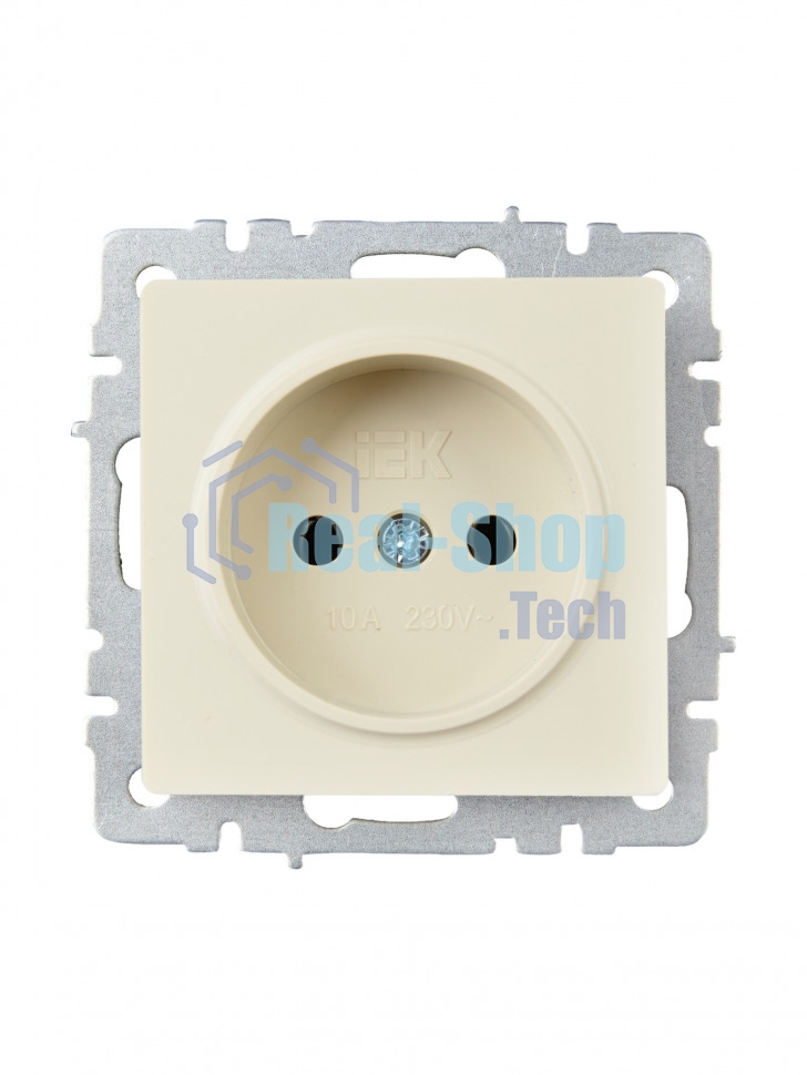 Розетка 1-местная IEK BRITE РС10-1-0-БрКр (BR-R10-10-K10) 10А, без заземления, без защитных шторок, бежевый