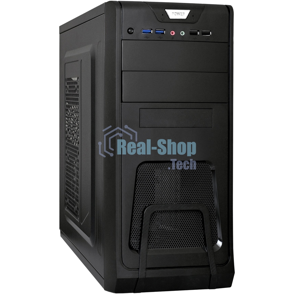 Компьютерный корпус Miditower ExeGate CP-603-UNS400 (ATX, БП UNS400 с вент. 12см, 2хUSB, аудио, черный)