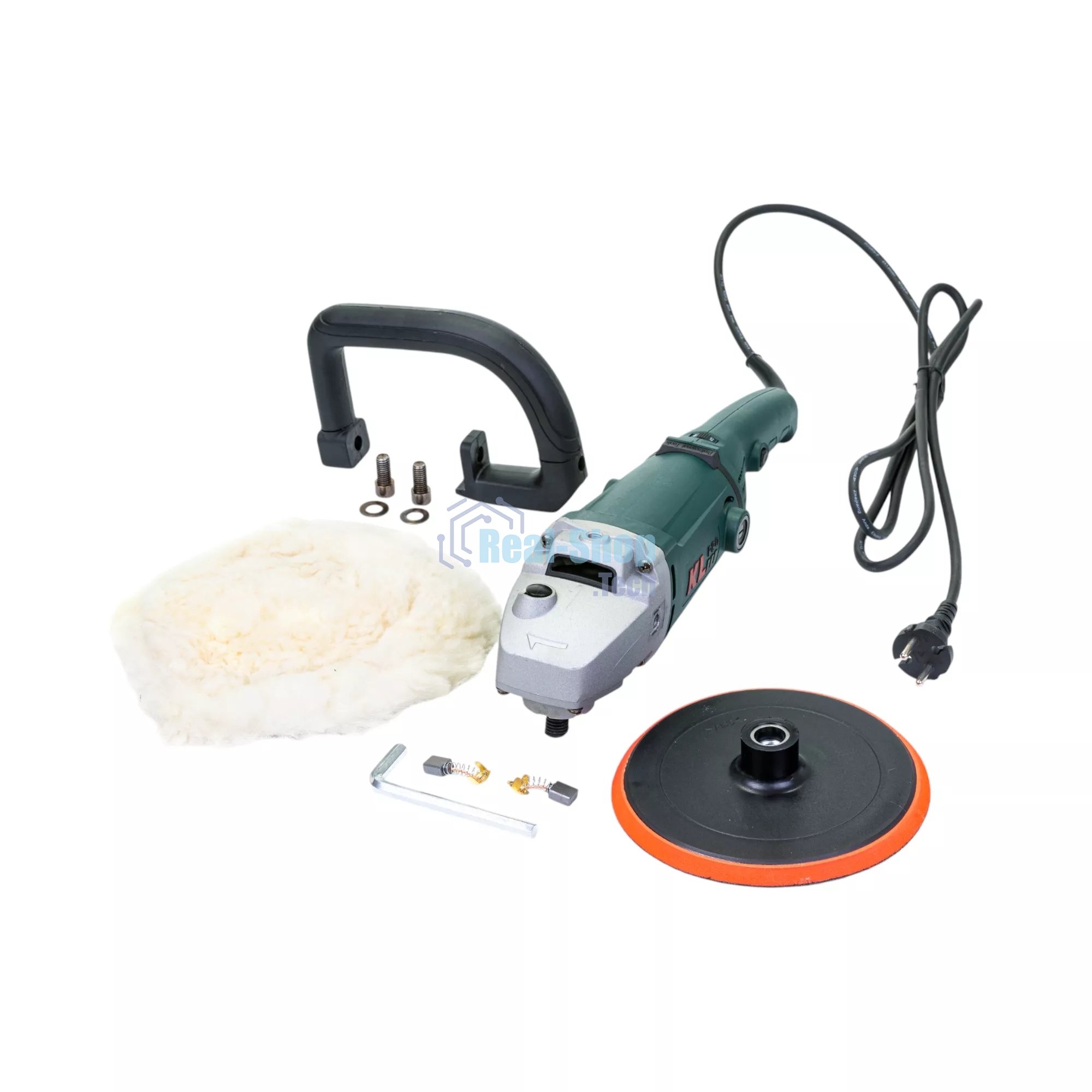 Профессиональная полировальная угловая машина KLPRO KLPJ42180 (1400вт, 3300 об/мин, 230мм, шерстяной войлок в комплекте)