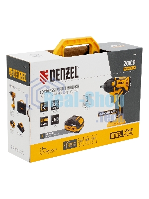 Гайковерт Denzel ударный аккумуляторный бесщет. CIWH-BL-20-350, Li-Ion, 20 В