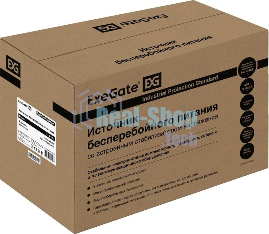 Источник бесперебойного питания ExeGate SpecialPro Smart LLB-1500.LCD.AVR.2SH.3C13 / 1500 ВА / 950 Вт / 3 x IEC 320 C13, 2 x CEE 7 (евророзетка)