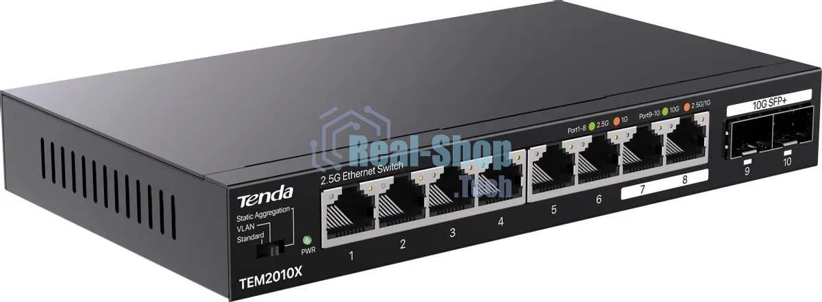 Коммутатор сетевой Tenda TEM2010X Настольное исполнение 8x10Base-T/100Base-TX/1000Base-T 2xSFP+ 12 Вт TEM2010X