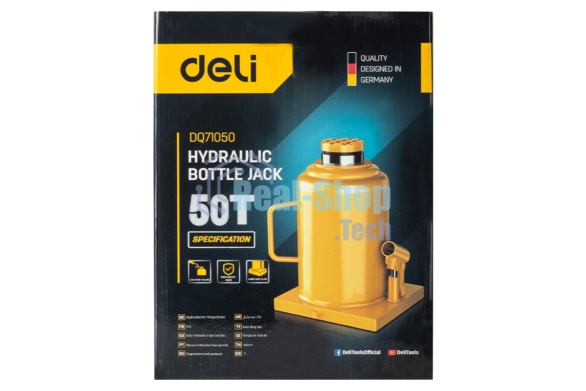 Домкрат бутылочный гидравлический Deli DQ71050 макс.грузоподъемность 50 т
