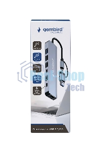 Разветвитель USB3.0/2.0 Gembird UHB-C445, USB3.0, 4хUSB2.0, Type-C, с доп.питанием (порт Type-C), кабель Type-C/USB 17см, алюминий, коробка