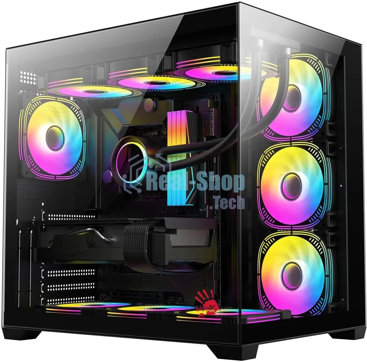 Компьютерный корпус Bloody CC-122 черный без БП ATX 10x120мм 1xUSB2.0 1xUSB3.0 audio