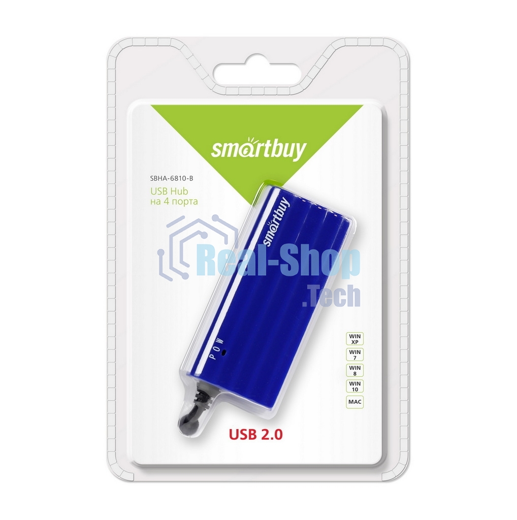 USB-концентратор Smartbuy SBHA-6810-B, USB Type A, USB 4 порта, USB
