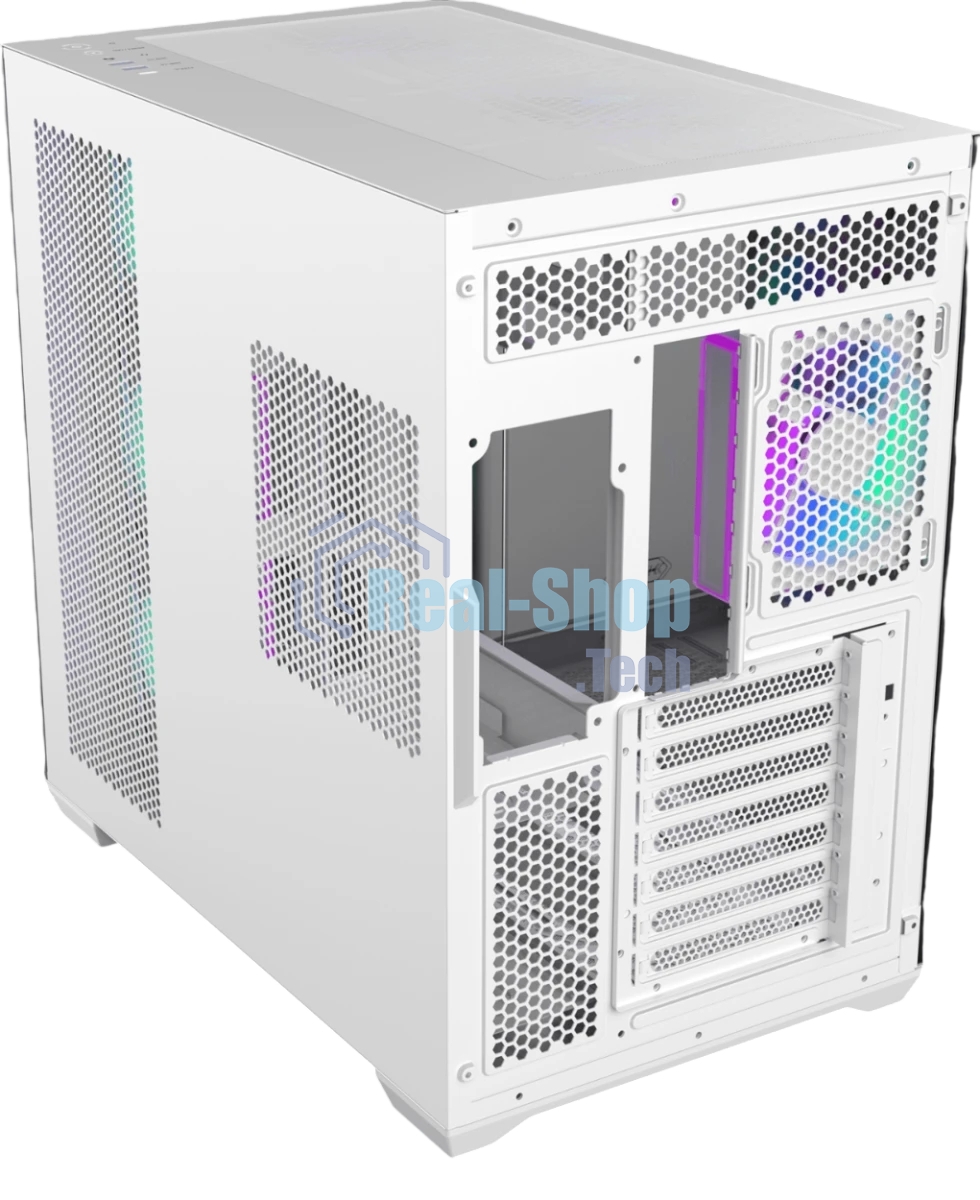 Корпус без блока питания Raijintek ATREUS BT7, Midi-Tower, TG, 7x120мм ARGB, 2xUSB-A 3.0 + 1xUSB Type-C , E-ATX, ATX, mATX, mITX White