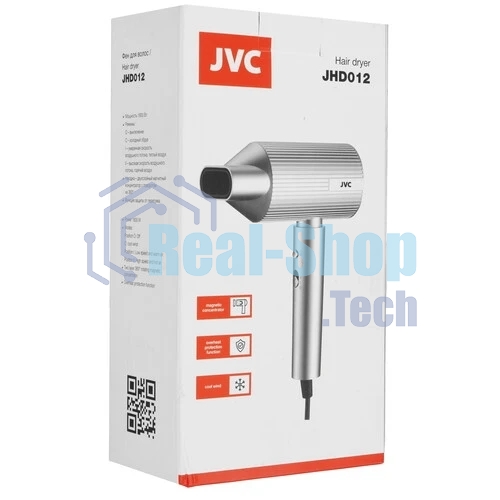 Фен JVC JHD012 серый/серебристый, 1800 Вт