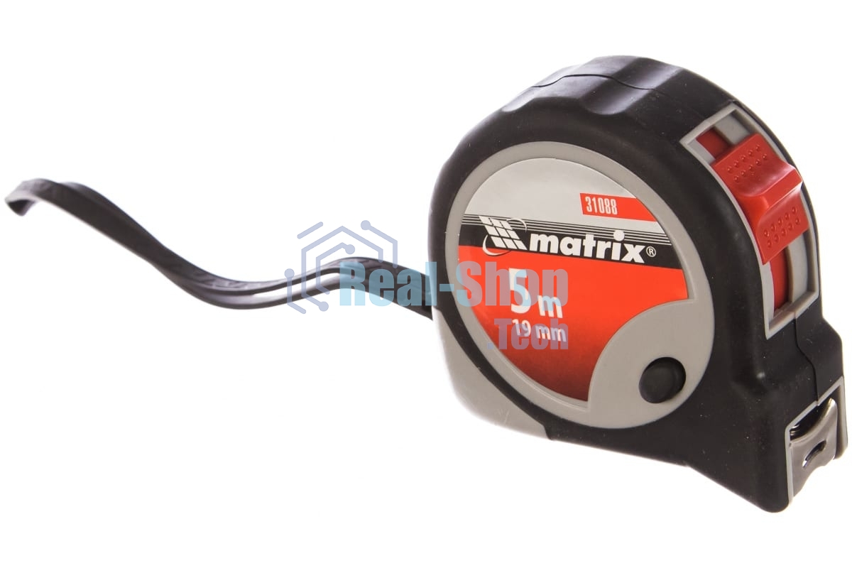Рулетка Matrix continuous fixation 5мх19мм обрезиненный корпус плавная фиксация