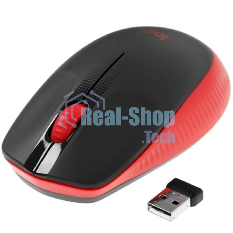 Мышь беспроводная Logitech M190 черный/красный, 1000 dpi, радиоканал, USB, кнопки - 3