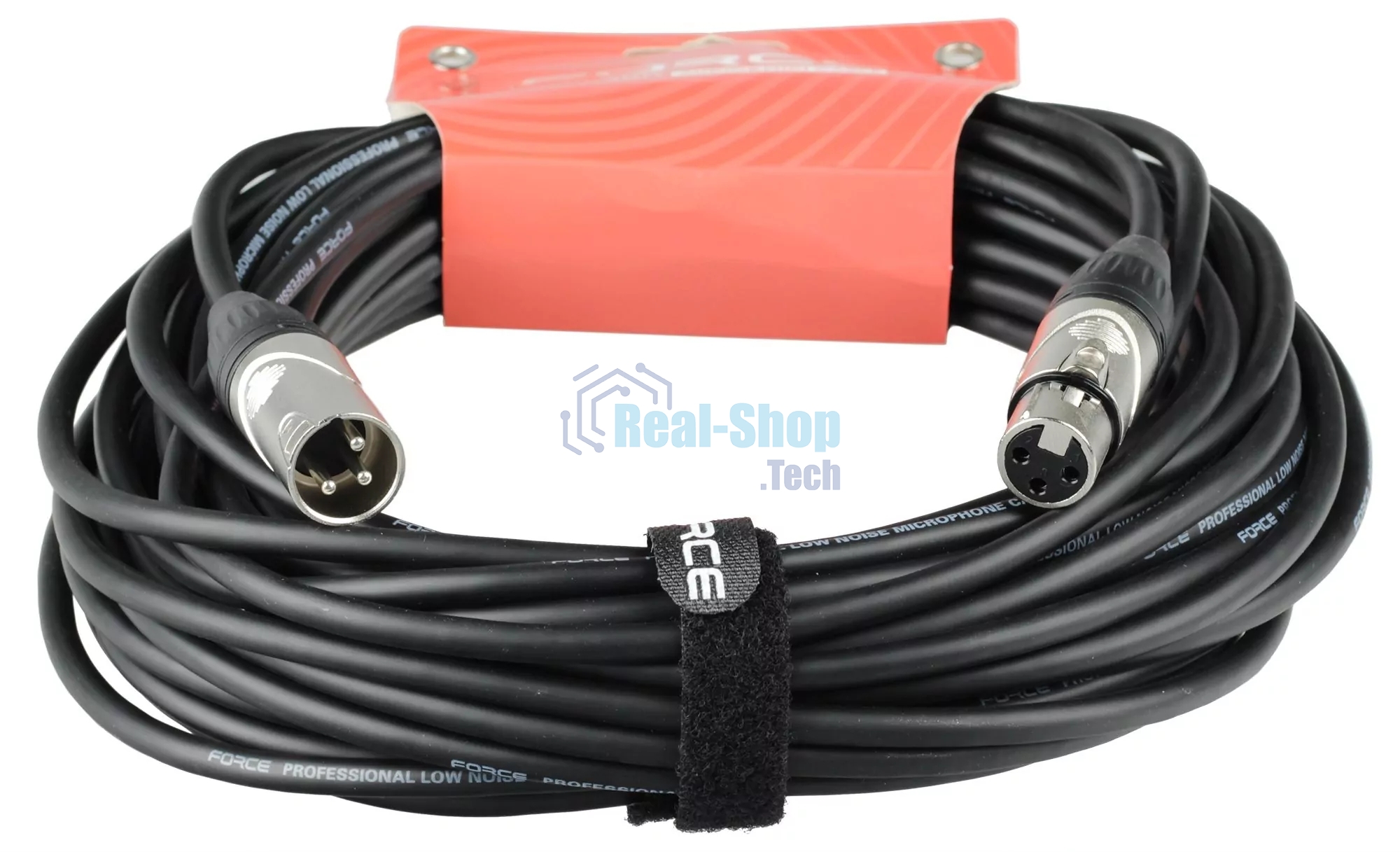 Кабель микрофонный FORCE FMC-05/15XLR (M) - XLR (F), высококачественный балансный, малошумящий с проводниками из безкислородной меди OFC, диаметр 6 мм, профессиональные металлические разъемы, длина 15 м, цвет черный