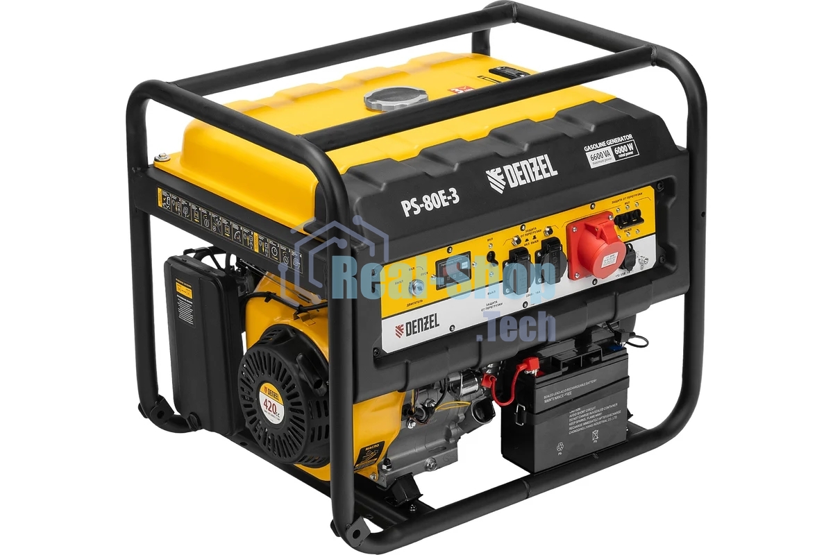 Электрогенератор бензиновый Denzel PS 80 E-3, 6.5 кВт, 85 дБ, 87 кг