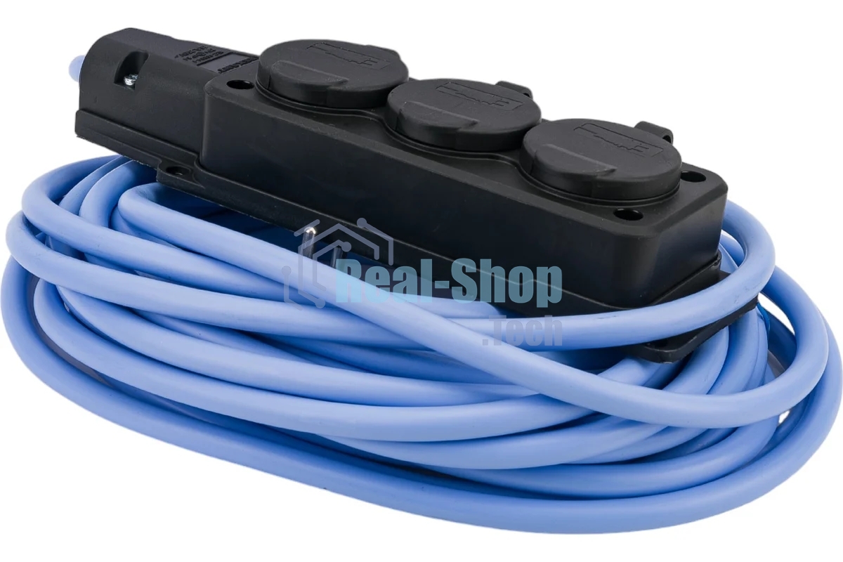 Удлинитель морозостойкий Gembird PC-3GF-R-10(IP) черный/синий, 10 м, 3 розетки, 3500 Вт