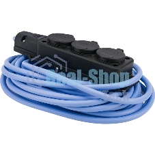 Удлинитель морозостойкий Gembird PC-3GF-R-10(IP) черный/синий, 10 м, 3 розетки, 3500 Вт