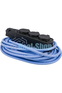 Удлинитель морозостойкий Gembird PC-3GF-R-10(IP) черный/синий, 10 м, 3 розетки, 3500 Вт