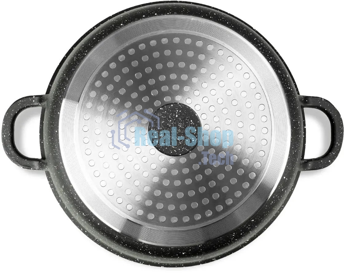 Кастрюля Lara LR02-207 Rio 30 см, 7.3 л, мрамор, капсулированное индукционное дно, крышка