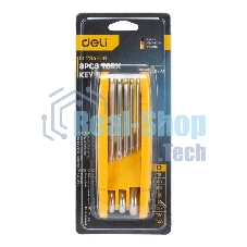 Набор складных шестигранных ключей TORX Deli DL234308 размеры T9,T10,T15,T20,T25,T27,T30,T40, пластиковый держатель
