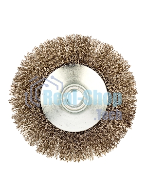 Щетка для УШМ Denzel 125 мм, М14, тарелка, витая нержавеющая проволока 0,3 мм