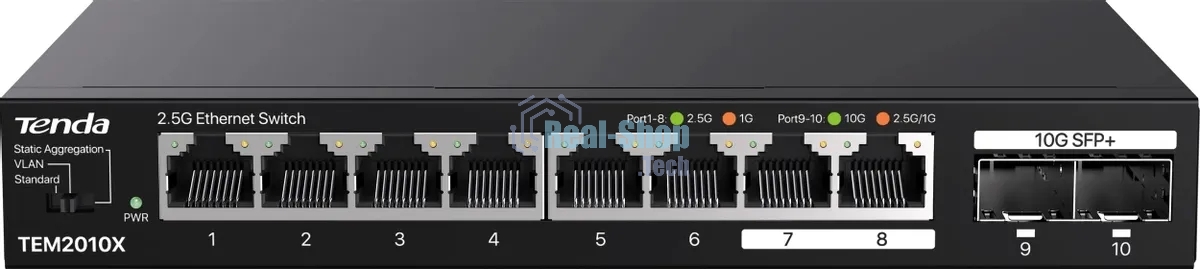 Коммутатор сетевой Tenda TEM2010X Настольное исполнение 8x10Base-T/100Base-TX/1000Base-T 2xSFP+ 12 Вт TEM2010X