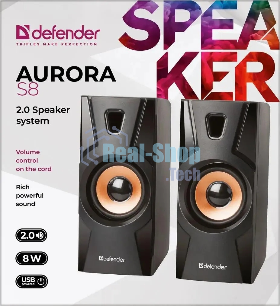 Акустическая система 2.0 Defender Aurora S8 черный, 8 Вт, питание от USB