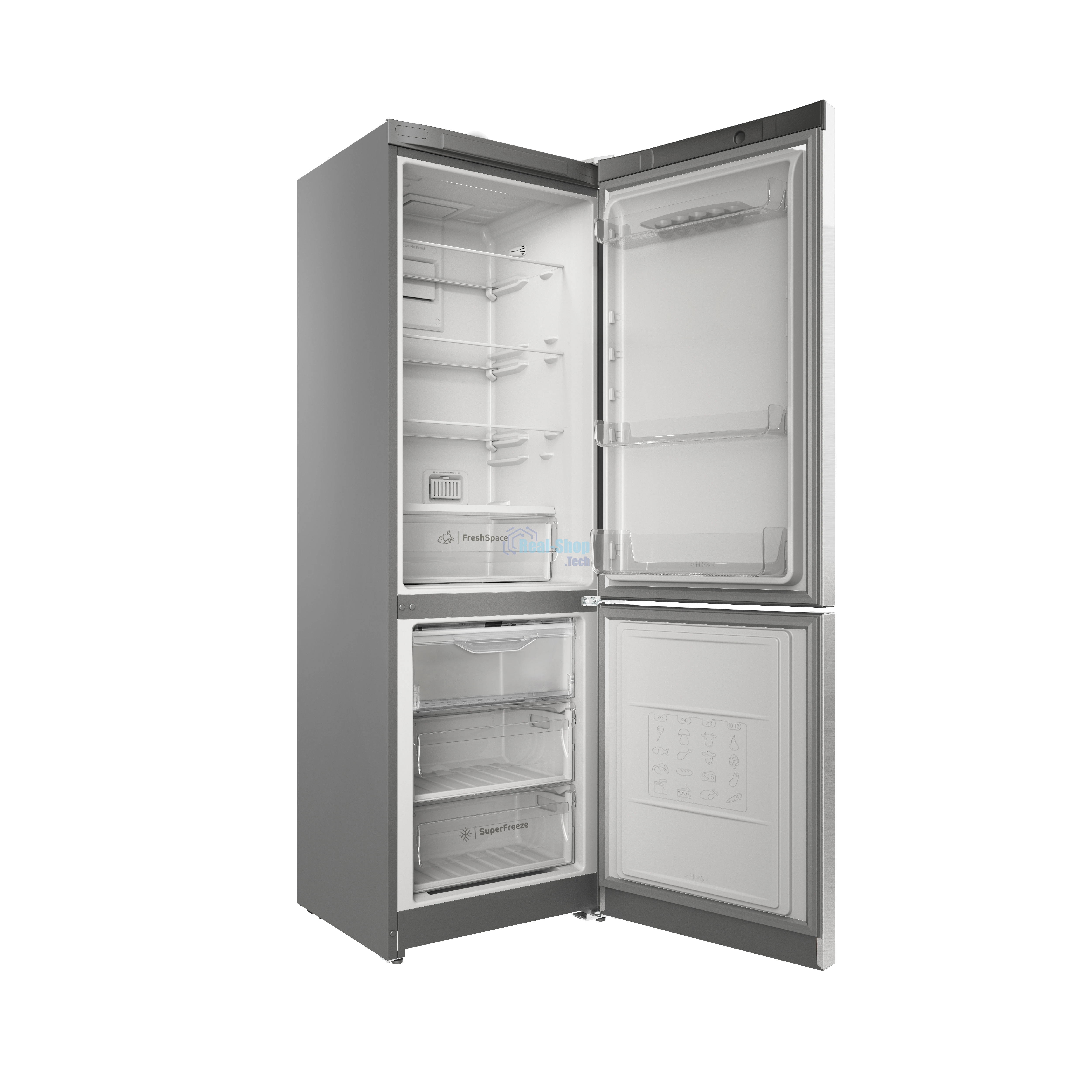 Холодильник Indesit ITS 5180 XB нержавеющая сталь двухкамерный 220/78л морозилка снизу, No Frost